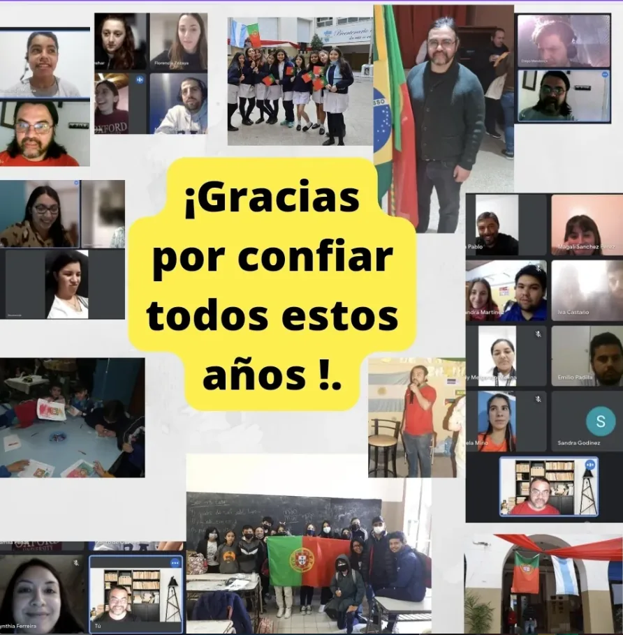 Collage de clases y estudiantes de Portugués Europeo Online